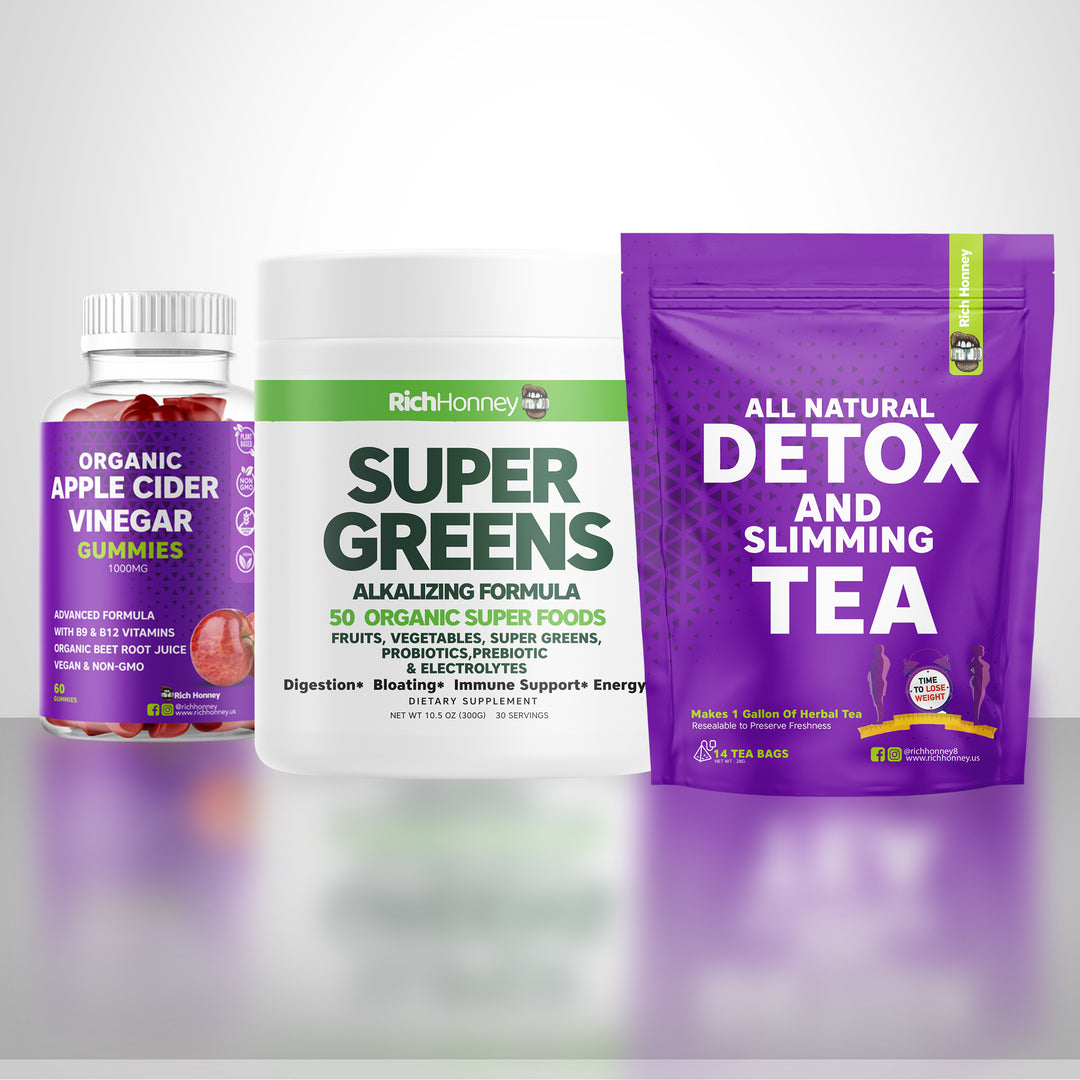 3-in-1 Wellness Bundle – Apple Cider Vinegar, Flat Tummy Tea & Daily Greens Powder